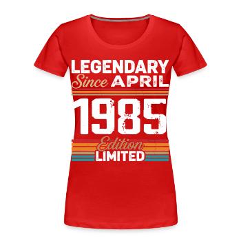 Cadeau Anniversaire Avril 1985 Rétro Avril 1985 - T-shirt bio Premium Femme - rouge - Devant - Mia (176cm)