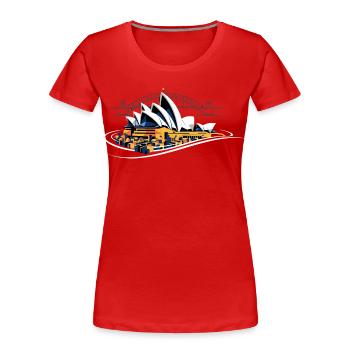 Pont du port de l’Opéra de Sydney - T-shirt bio Premium Femme - rouge - Devant - Mia (176cm)
