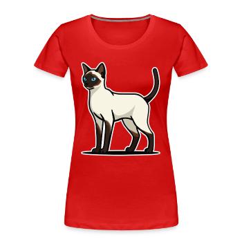 Elegant Siamese Cat Blue Eyes Retro Portrait - Women's Premium Organic T-Shirt - red - Front - Mia (176cm)