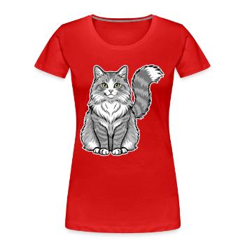 Norwegisches Katzengrau-weißes majestätisches Porträt - Frauen Premium Bio T-Shirt - Rot - Vorne - Mia (176cm)