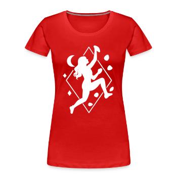 Boho Bouldering Woman: Geometric Climbing Silhouette - Women's Premium Organic T-Shirt - red - Front - Mia (176cm)