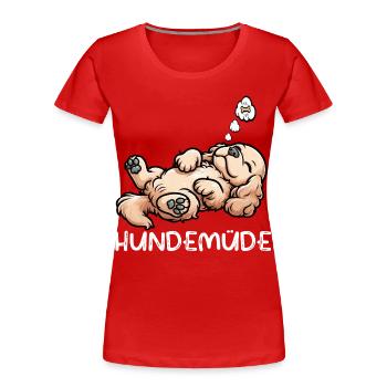 Hundemüde Cocker Spaniel Cockerhund Cockerbesitzer - Frauen Premium Bio T-Shirt - Rot - Vorne - Mia (176cm)