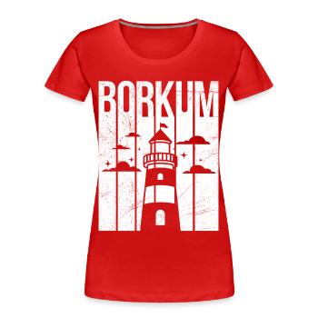 Île Borkum BORKUM Vacances en mer du Nord Drôle - T-shirt bio Premium Femme - rouge - Devant - Mia (176cm)