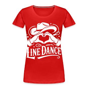 Danse en ligne Cœur Mains Cowboy - T-shirt bio Premium Femme - rouge - Devant - Mia (176cm)