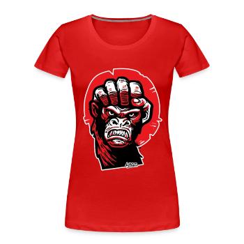 Crimson Gorilla Faust-Kunst - Frauen Premium Bio T-Shirt - Rot - Vorne - Mia (176cm)