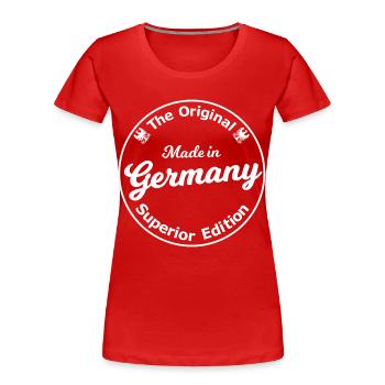 Original German Badge - Women's Premium Organic T-Shirt - red - Front - Mia (176cm)