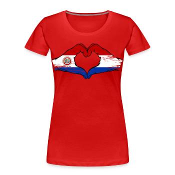 Paraguay Holland Flagge Herz used - Frauen Premium Bio T-Shirt - Rot - Vorne - Mia (176cm)