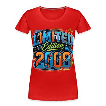 Édition limitée anniversaire 2008 - T-shirt bio Premium Femme - rouge - Devant - Mia (176cm)