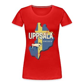 Uppsala Sweden Province Map Souvenir - Women's Premium Organic T-Shirt - red - Front - Mia (176cm)