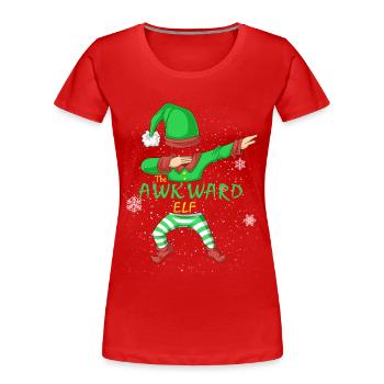 Awkward Elf Family Christmas Shirt - Women's Premium Organic T-Shirt - red - Front - Mia (176cm)
