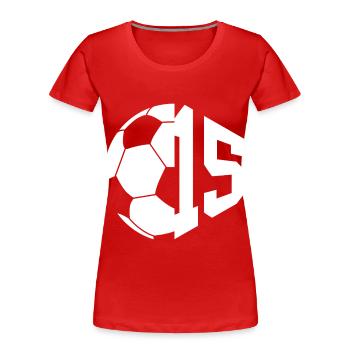 NR. 15 FUßBALLER NUMMER 15 FUßBALL 15. GEBURTSTAG - Frauen Premium Bio T-Shirt - Rot - Vorne - Mia (176cm)