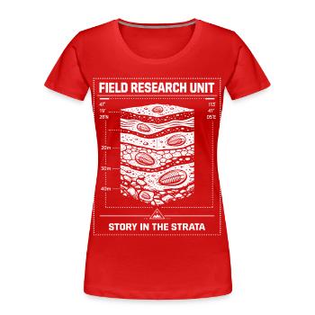 Story In The Strata Trilobite Geology - Women's Premium Organic T-Shirt - red - Front - Mia (176cm)