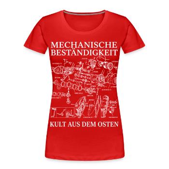 Mechanische Beständigkeit Moped Motor Kult - Frauen Premium Bio T-Shirt - Rot - Vorne - Mia (176cm)