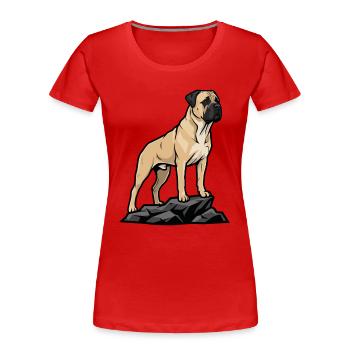 Bullmastiff-Hund auf Felsen Porträt Rehfawn Black - Frauen Premium Bio T-Shirt - Rot - Vorne - Mia (176cm)