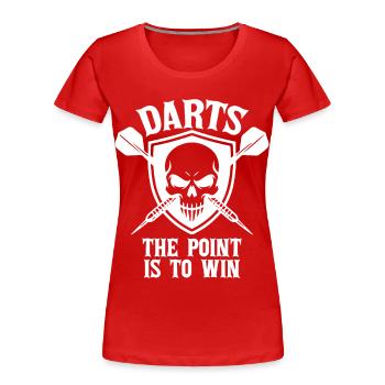 Darts The Point Is To Win Skull Shield Sport - Women's Premium Organic T-Shirt - red - Front - Mia (176cm)