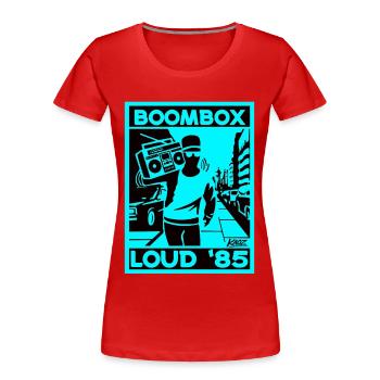 Boombox Loud 85 Neon Retro - T-shirt bio Premium Femme - rouge - Devant - Mia (176cm)