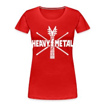 Heavy Metal Guitar and Drumsticks Logo - Women's Premium Organic T-Shirt - red - Front - Mia (176cm)
