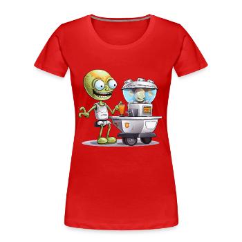 Barman extraterrestre au Space Bar - T-shirt bio Premium Femme - rouge - Devant - Mia (176cm)
