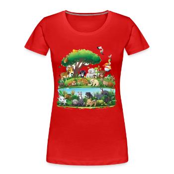 Paradis animalier forestier au bord de la rivière - T-shirt bio Premium Femme - rouge - Devant - Mia (176cm)