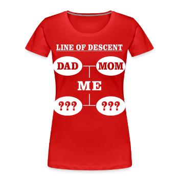 Abstammungslinie Mama Papa Ich-Shirt - Frauen Premium Bio T-Shirt - Rot - Vorne - Mia (176cm)