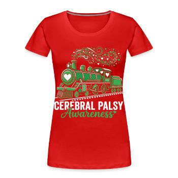 Cerebral Palsy Awareness Train - Women's Premium Organic T-Shirt - red - Front - Mia (176cm)