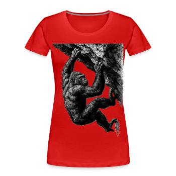 Gorille réaliste : Bloc et force de prise - T-shirt bio Premium Femme - rouge - Devant - Mia (176cm)