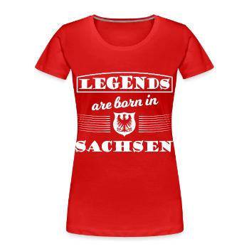 Légendes nées en Saxe - T-shirt bio Premium Femme - rouge - Devant - Mia (176cm)