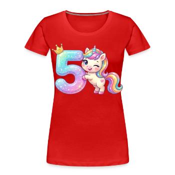 J’ai 5 ans d’anniversaire de fille licorne de Kawaii - T-shirt bio Premium Femme - rouge - Devant - Mia (176cm)