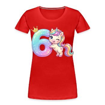 J’ai 6 ans d’anniversaire de la fille licorne de Kawaii - T-shirt bio Premium Femme - rouge - Devant - Mia (176cm)