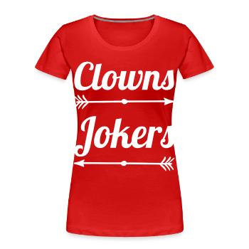Clowns and Jokers Design – Fools & Jokers - Women's Premium Organic T-Shirt - red - Front - Mia (176cm)