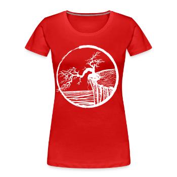 Paysage avec un arbre au bord de la falaise - T-shirt bio Premium Femme - rouge - Devant - Mia (176cm)