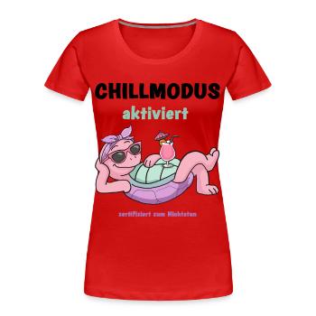 Schildkröte PinkRelax Sonnenlounge - Frauen Premium Bio T-Shirt - Rot - Vorne - Mia (176cm)