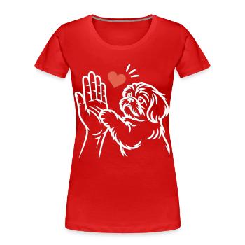 Süßer Hund High Five Shirt Hundehalter Geschenk - Frauen Premium Bio T-Shirt - Rot - Vorne - Mia (176cm)