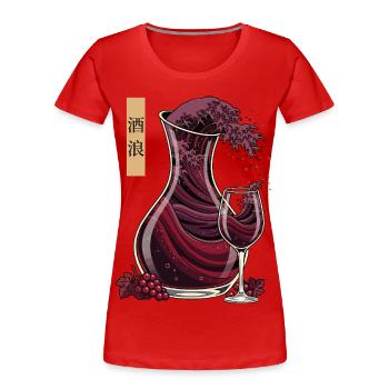 Wine Wave Shirt Japan Style Wein Design - Frauen Premium Bio T-Shirt - Rot - Vorne - Mia (176cm)
