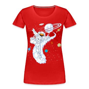 Astronaut Skiing Planet Shirt - Women's Premium Organic T-Shirt - red - Front - Mia (176cm)