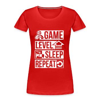 Game Level Sleep Repeat – Gamer Alltag - Frauen Premium Bio T-Shirt - Rot - Vorne - Mia (176cm)