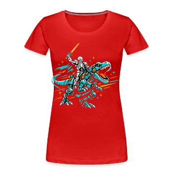 Robo Dino Reiter - Frauen Premium Bio T-Shirt - Rot - Vorne - Mia (176cm)