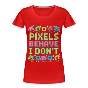 Logo Designer Pixels Behave I Don't Brand Designer - Frauen Premium Bio T-Shirt - Rot - Vorne - Mia (176cm)