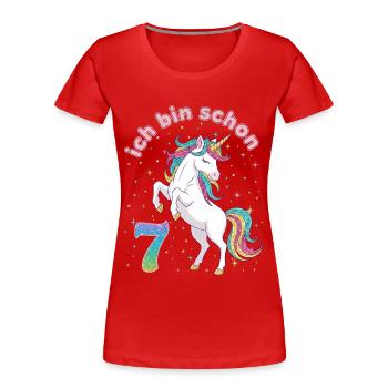 7th Birthday Unicorn Girl I'm already 7 - Women's Premium Organic T-Shirt - red - Front - Mia (176cm)