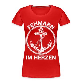 Ostsee FEHMARN IM HERZEN Fehmarn Souvenier - Frauen Premium Bio T-Shirt - Rot - Vorne - Mia (176cm)