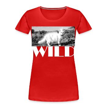 Wilde punkige Katze mit Stachelmähne wild - Frauen Premium Bio T-Shirt - Rot - Vorne - Mia (176cm)