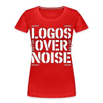 Designer de logos Logos Over Noise Designer de marque - T-shirt bio Premium Femme - rouge - Devant - Mia (176cm)