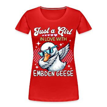 Emdengans Mädchen Embden Goose - Frauen Premium Bio T-Shirt - Rot - Vorne - Mia (176cm)