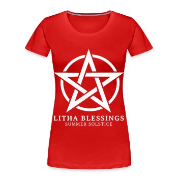 Litha Pagan Solstice d’été Midsommar - T-shirt bio Premium Femme - rouge - Devant - Mia (176cm)