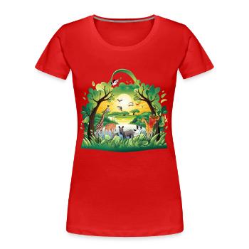 Animal paradise in the jungle circle - Women's Premium Organic T-Shirt - red - Front - Mia (176cm)