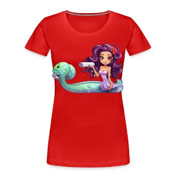 Unterwasser Zauberin mit Rolle - Frauen Premium Bio T-Shirt - Rot - Vorne - Mia (176cm)