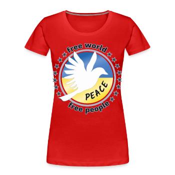 Free World Peace Freie Welt Frieden Ukraine Taube - Frauen Premium Bio T-Shirt - Rot - Vorne - Mia (176cm)