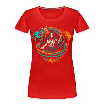 Dragon Skeleton - Women's Premium Organic T-Shirt - red - Front - Mia (176cm)