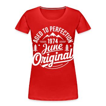 Juni 1974 – Legende der Gipfel und Berge - Frauen Premium Bio T-Shirt - Rot - Vorne - Mia (176cm)