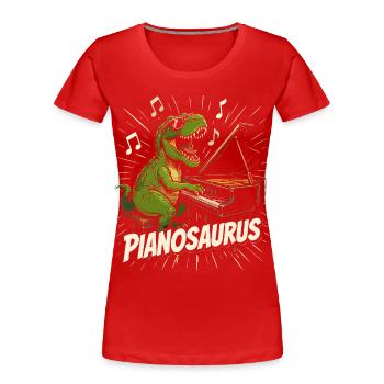 Spaßiger Pianist-Dinosaurier - Frauen Premium Bio T-Shirt - Rot - Vorne - Mia (176cm)
